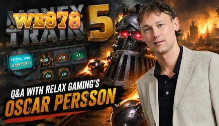 Tampilan visual dari fitur kereta dan karakter dalam permainan slot Money Train 5